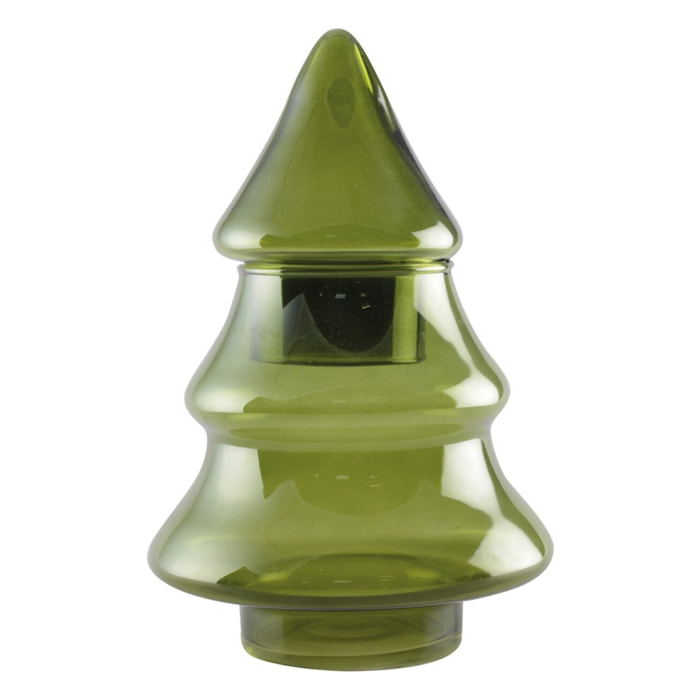 Bonbonnière sapin vert en verre 18x26cm