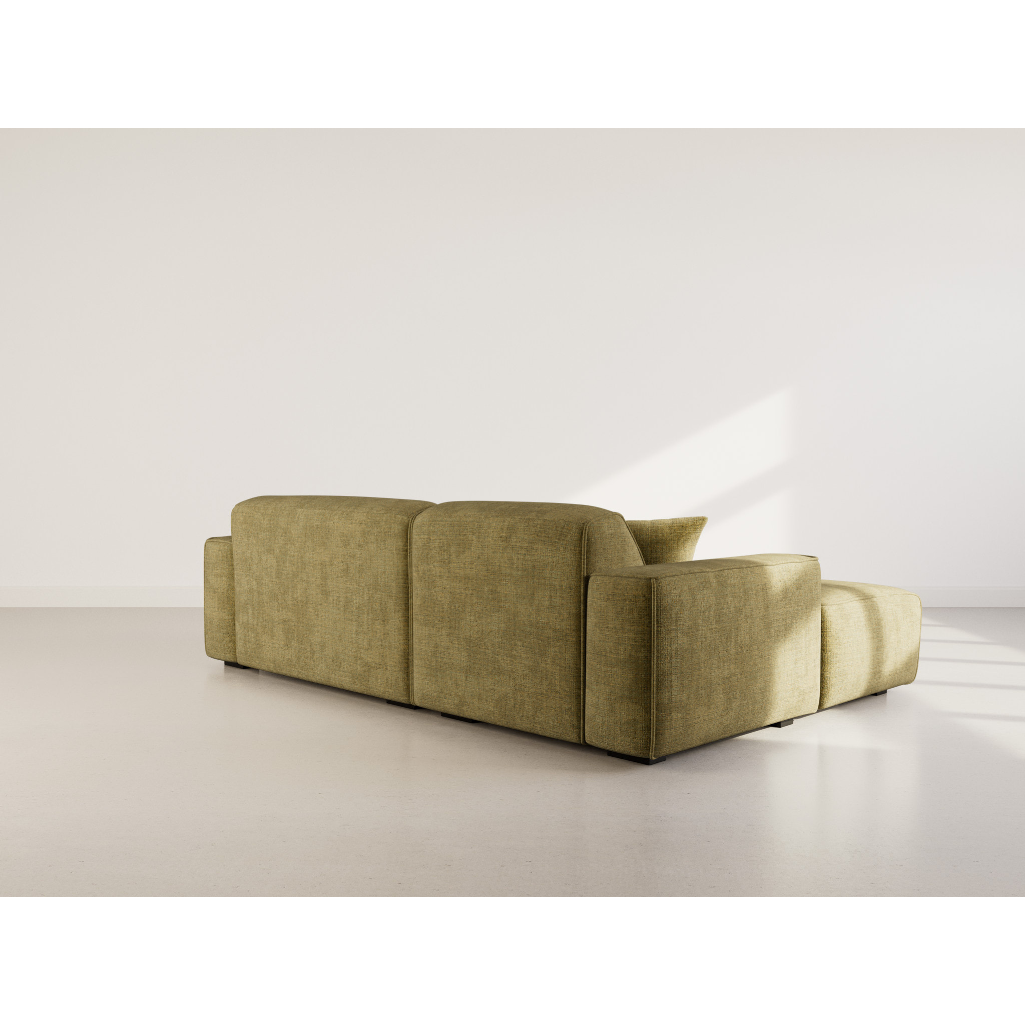 Lison - Canapé d'angle gauche 4 places en velours texturé - Vert Kaki