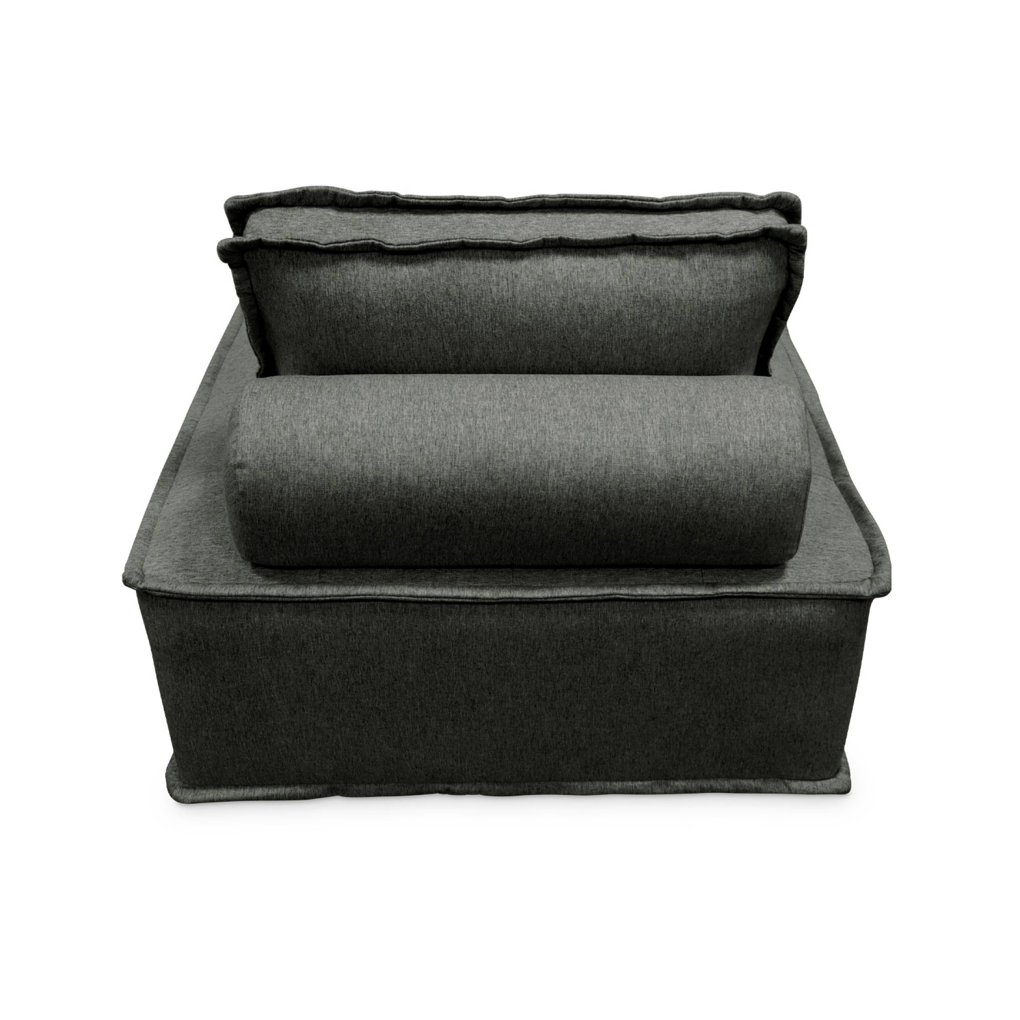 Chauffeuse pour canapé modulable tissu capitonné gris avec un coussin