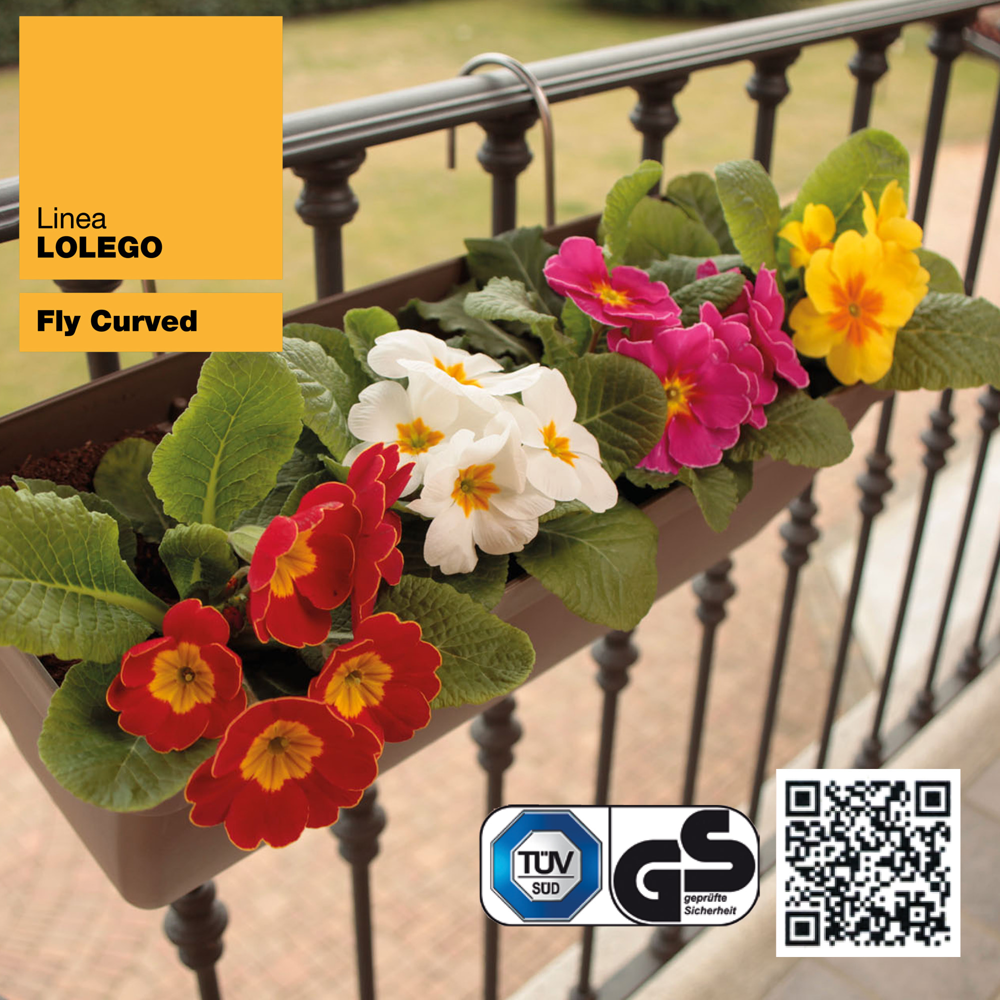 Jardinera 40 cm con soporte de fijación curvo