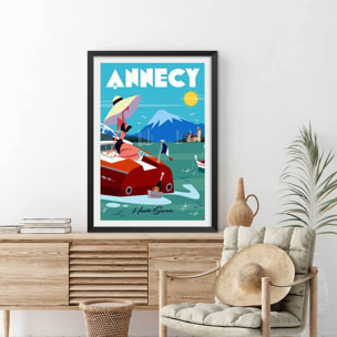 Poster de vedette du lac d' annecy Affiche sous cadre noir