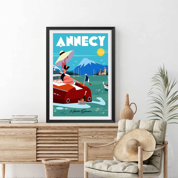 Poster de vedette du lac d' annecy Affiche sous cadre noir