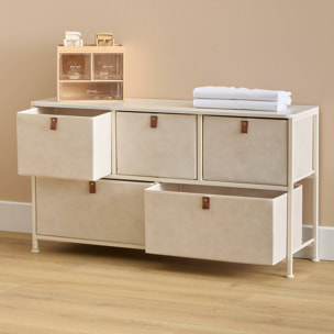 Commode basse Tissa beige 5 tiroirs