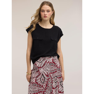 Motivi - Blusa in viscosa con tasche - Nero