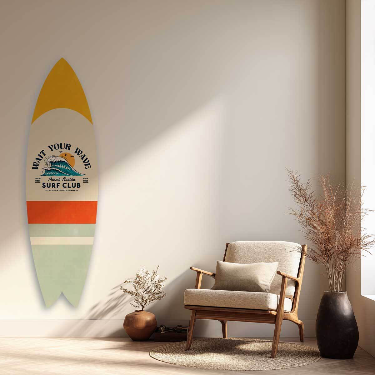 Planche de surf décorative Wait Your Wave Tableau alu Dibond