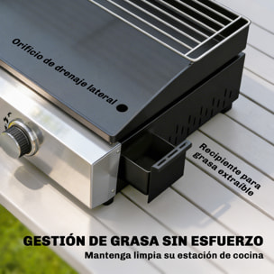 Barbacoa de Gas BBQ Gas con 3 Quemadores 7,5 kW, Barbacoa Portátil con Plancha, Rejilla Calentadora y Recogedor Grasa, para Camping, Picnic, Terraza, Negro