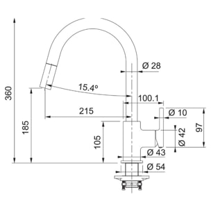 S2D Evier à encastrer 100×50cm 1 bac avec égouttoir, Tectonite, Onyx + Mitigeur avec douchette extractible, Noir mat