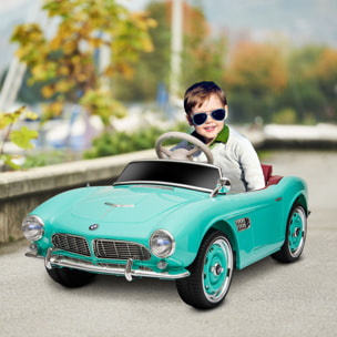 Voiture électrique enfant rétro BMW 507 - V. max. 5 Km/h effets sonores, lumineux, télécommande - turquoise