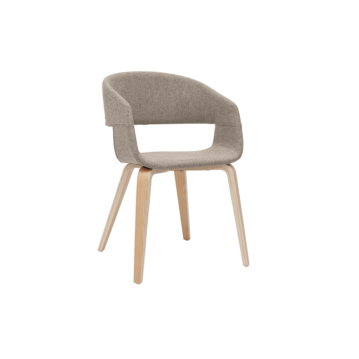 Chaises design en tissu taupe et bois clair (lot de 2) SLAM