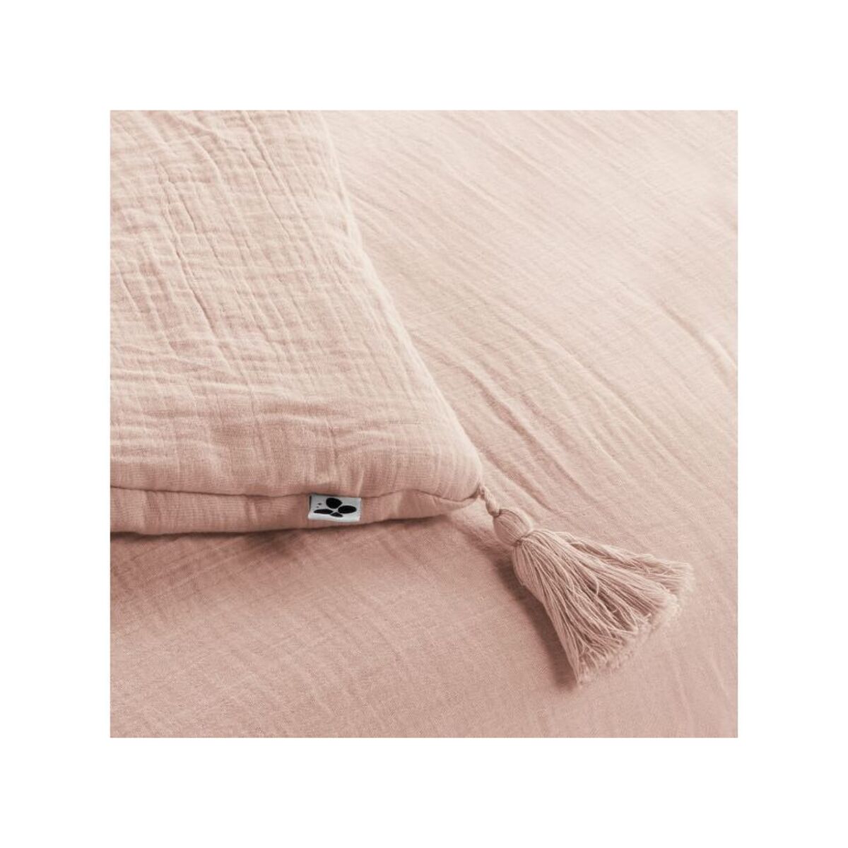 Édredon 150x150 cm en gaze de coton avec pompons - GAIA