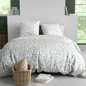 Parure housse de couette imprimé 100% coton - maya - gris