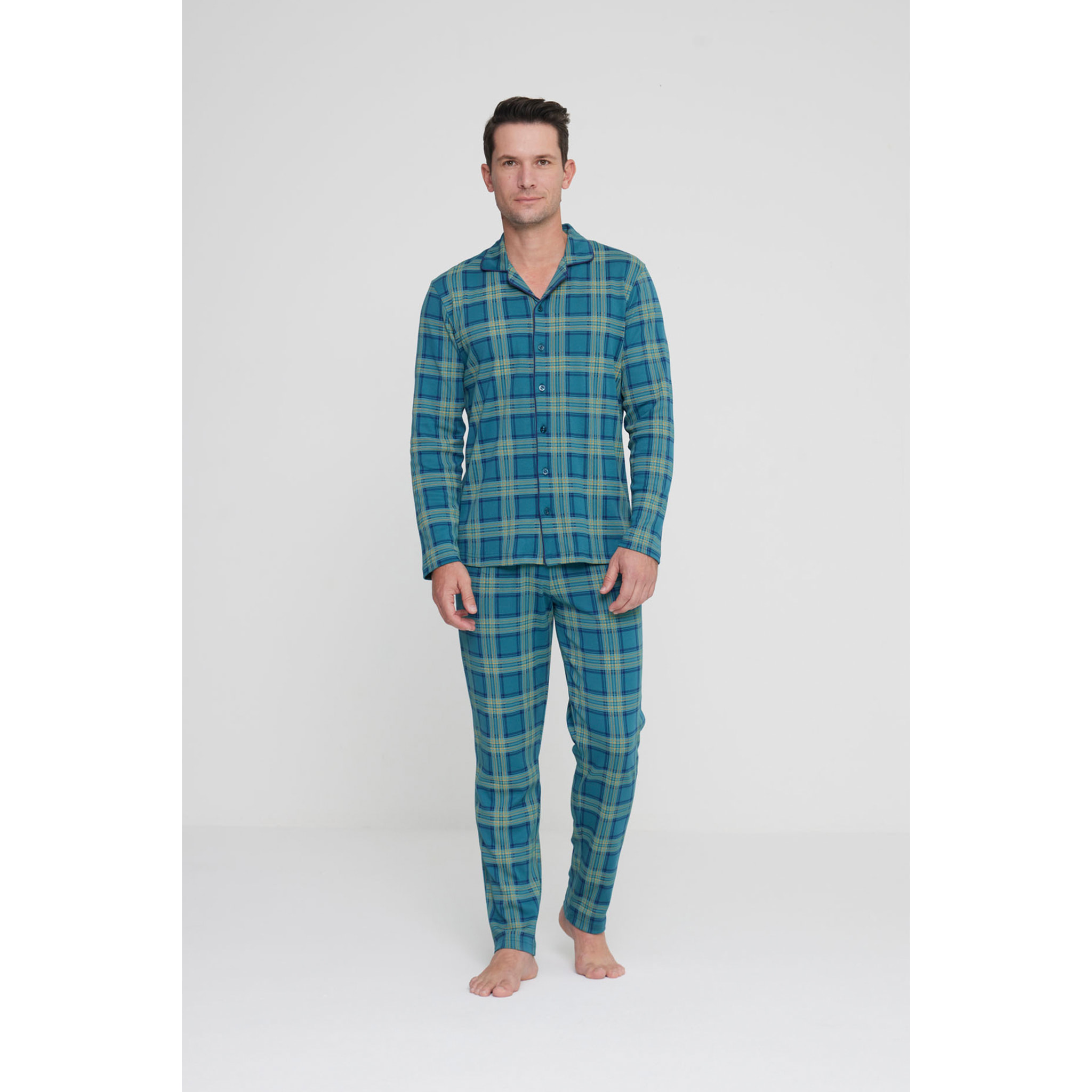 Pigiama uomo scottish in caldo cotone aperto davanti Noidinotte