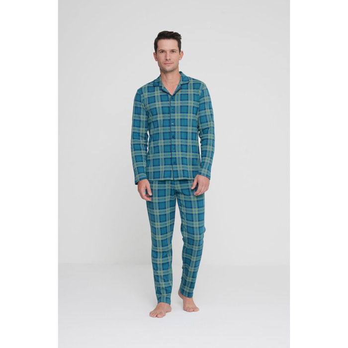 Pigiama uomo scottish in caldo cotone aperto davanti Noidinotte