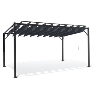 Pergola Venice 3x4m toit lames orientables + 4 stores gris