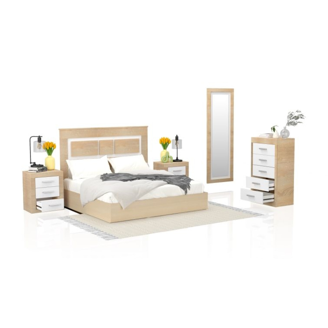 Dormitorio Kira 5C Cambria - Blanco