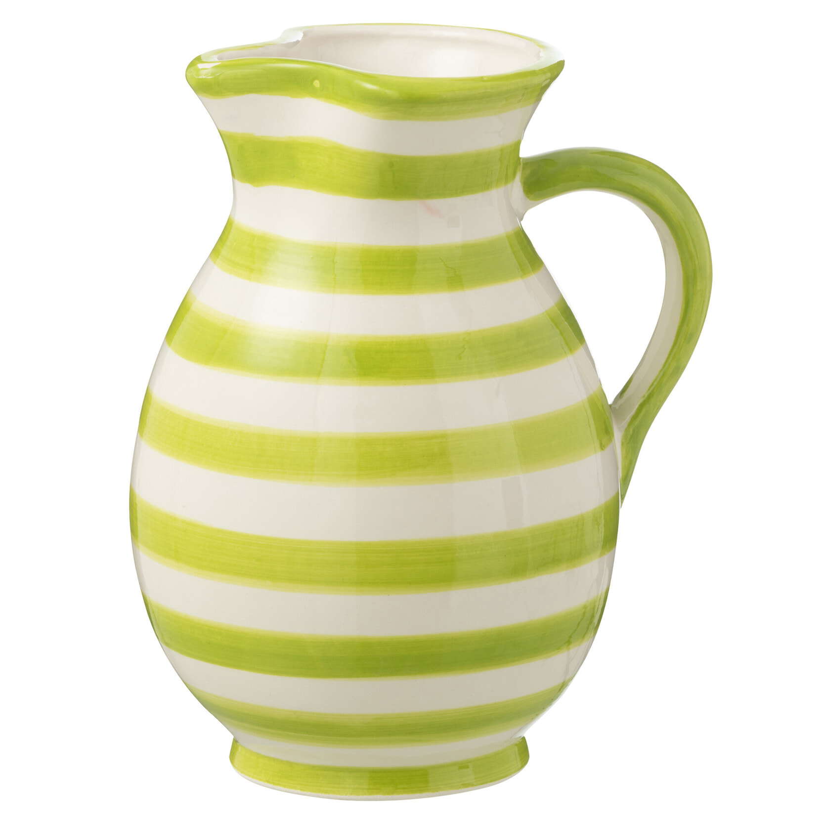 J-Line cruche Granada Stripes - céramique - blancc/vert - medium