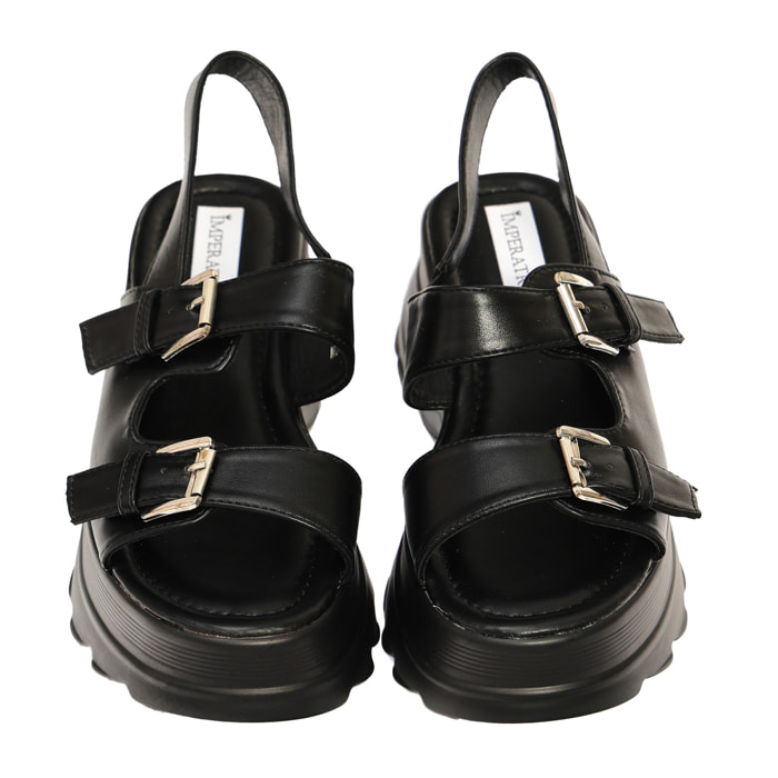 Sandali in simil pelle con zeppa