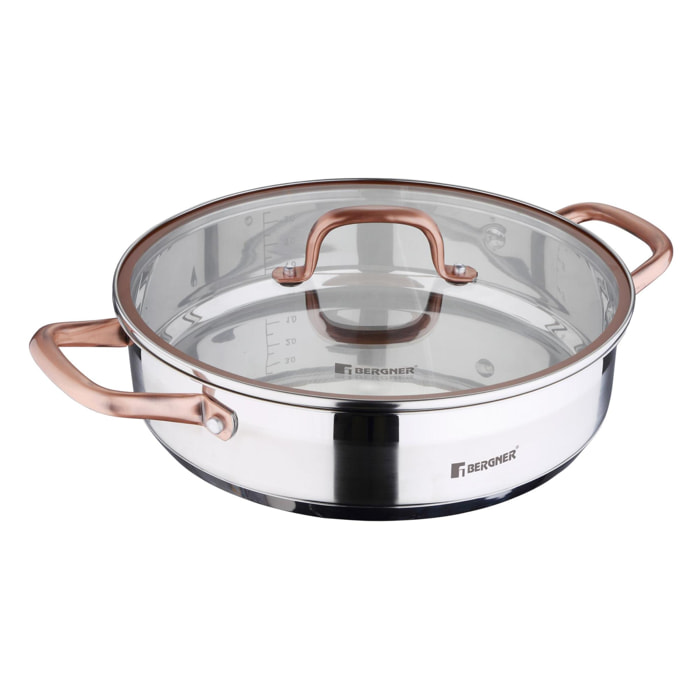 olla baja de ø28x7cm 3,8l con tapa en acero inoxidable