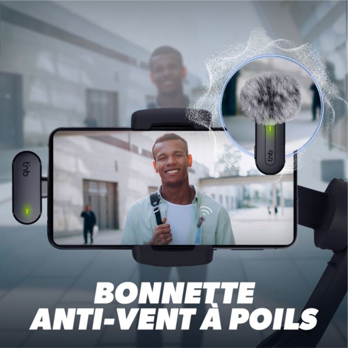 Micro cravate sans fil TNB sans fil avec boitier de charge noir