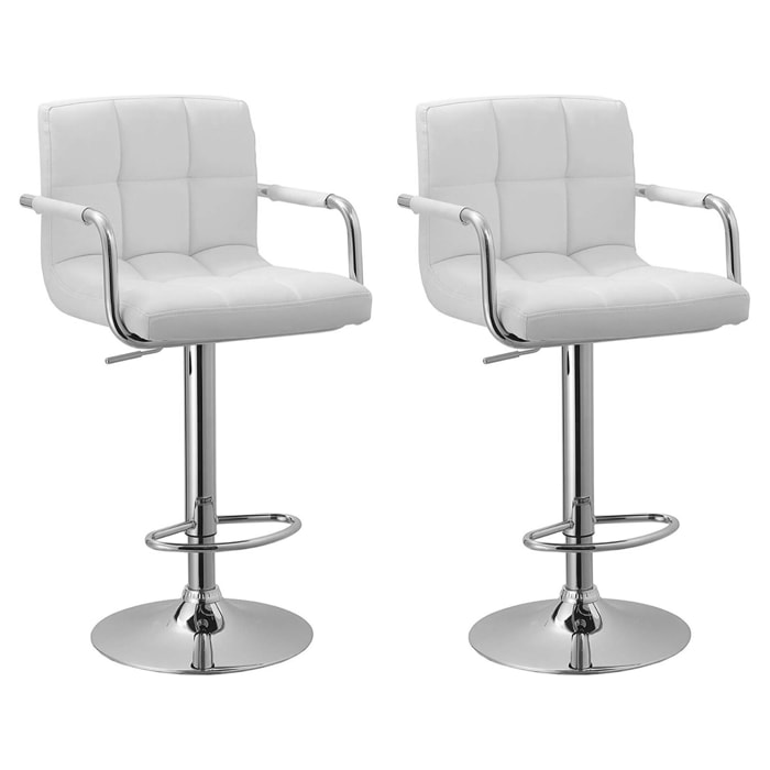 Lot de 2 tabourets de bar blanc avec accoudoirs MIKE