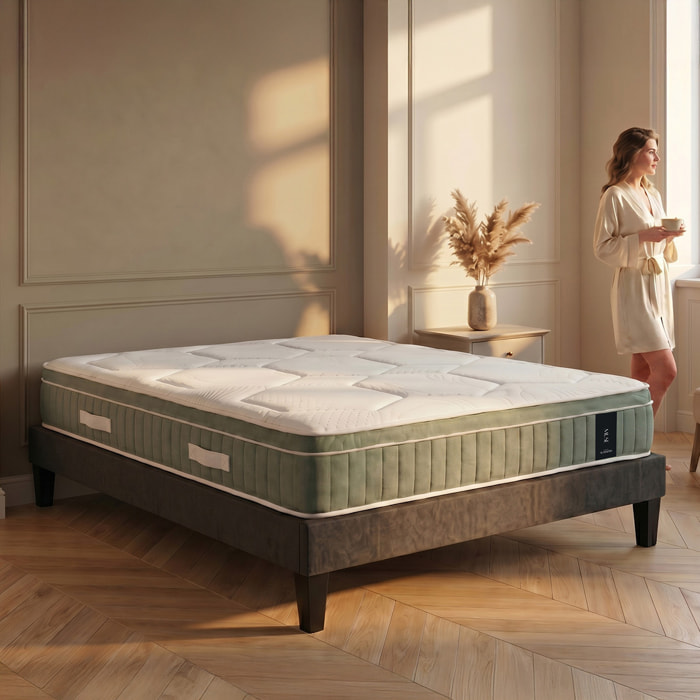 Matelas Hybride MUSE Micro Ressorts & Mémoire de Forme, 32 cm, Soutien Ferme, 4 poignées, Garantie 10 ans
