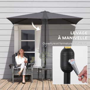 Demi-parasol Ø 230 cm Parasol de balcon terrasse avec manivelle Protection solaire UV Polyester pour contre au mur, porche, balcon crème