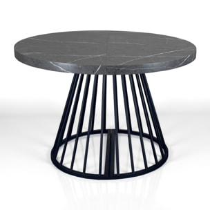 Table à manger ronde extensible Tomasucci FEAR, en MDF effet marbre gris, 110 × 110 × 76,5 cm