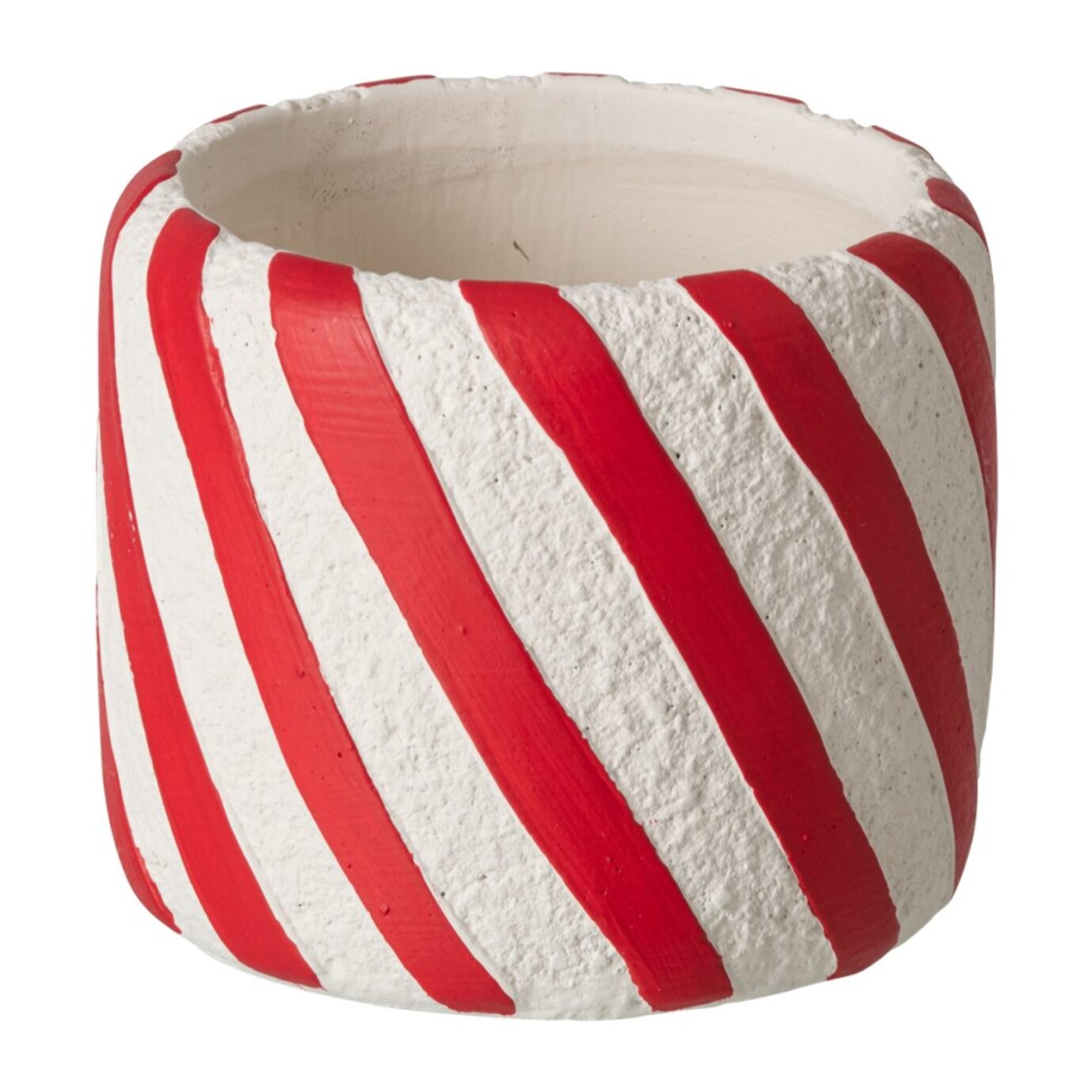 J-Line cache-pot ligné - ciment - rouge Noël/blanc - small - set de 2