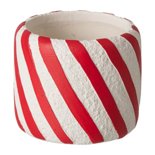 J-Line cache-pot ligné - ciment - rouge Noël/blanc - small - set de 2