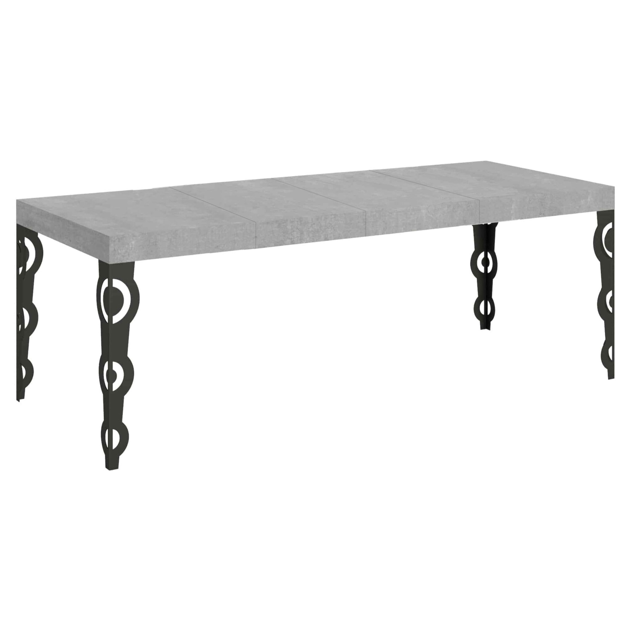 Table extensible 90x180/284 cm Karamay Premium Gris Béton cadre Anthracite