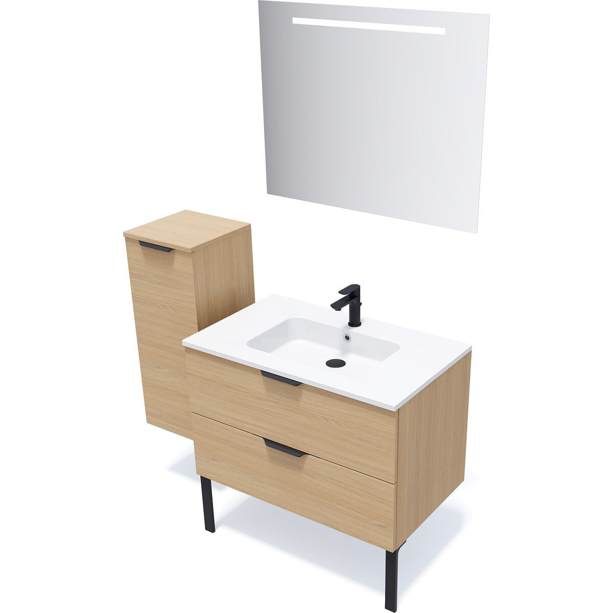 Meuble salle de bain vasque intégrée 2 tiroirs - SOHO