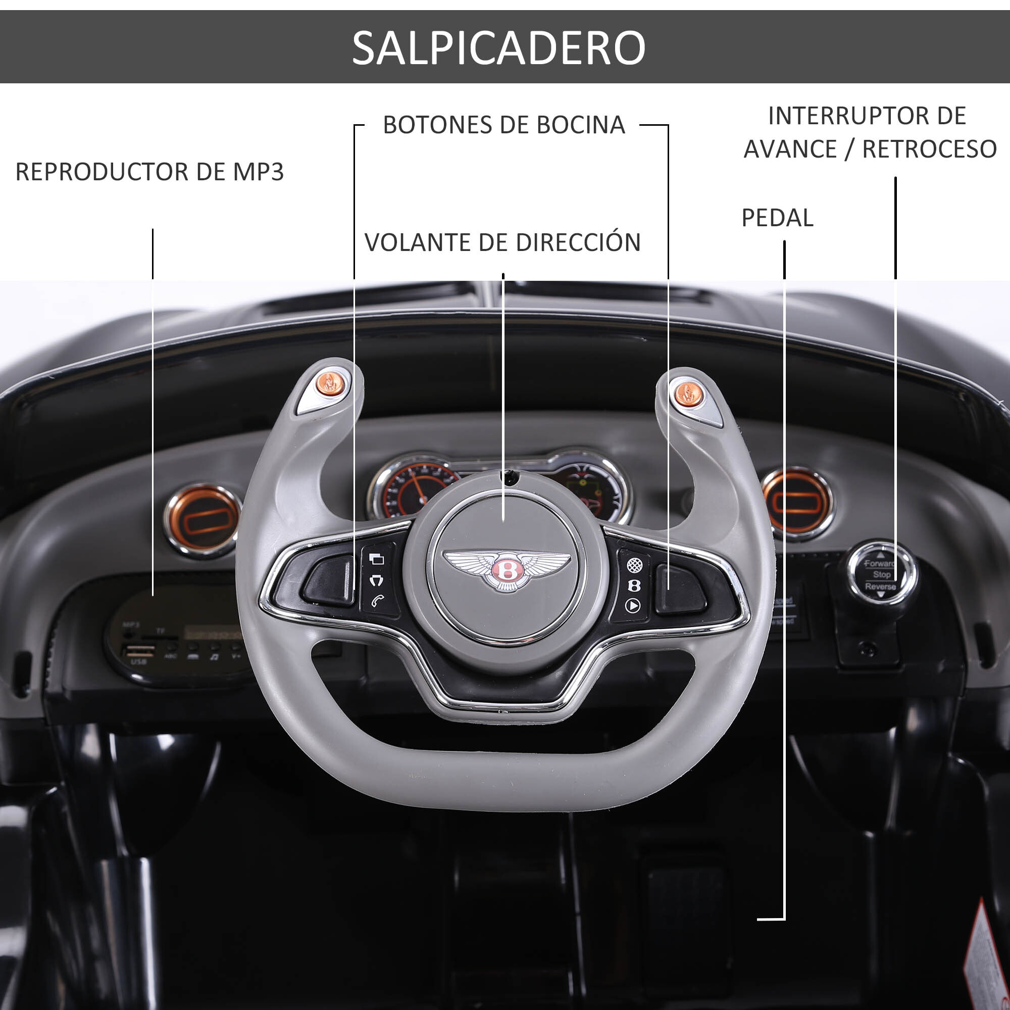 Coche Eléctrico Modos de Control Música Faros Negro