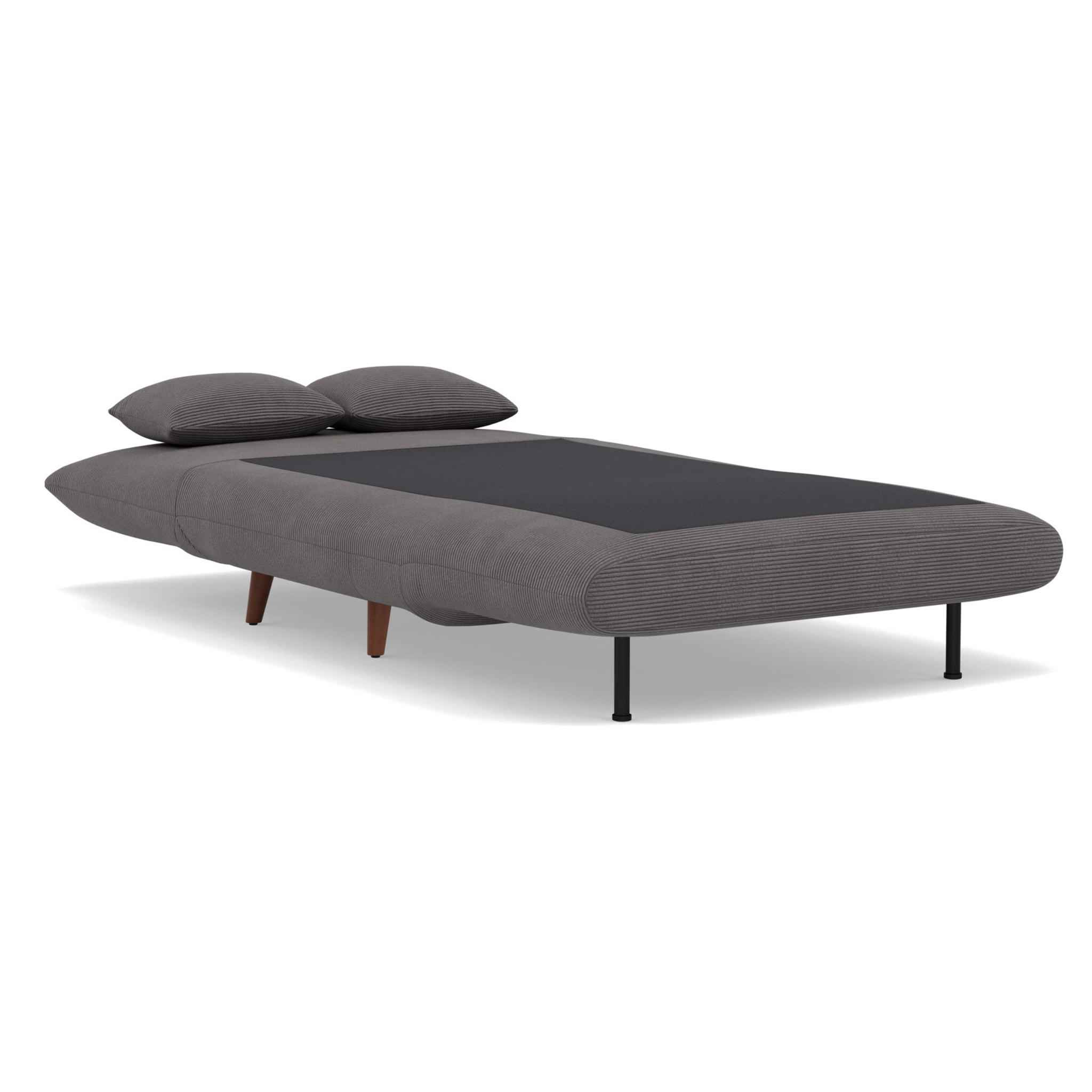 Lumi - Banquette convertible clic-clac 1 place en velours côtelé - Gris