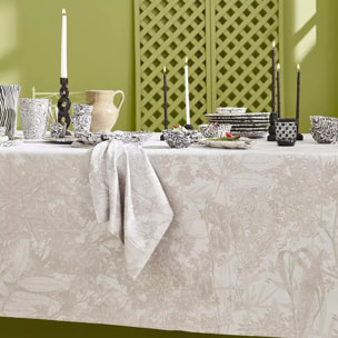 Serviette pur coton 220 g/m² motif jacquard beige Mille esprit jardins chanvre