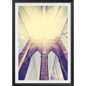 Affiche photo sunshine sur brooklyn Affiche + cadre en bois - Noir
