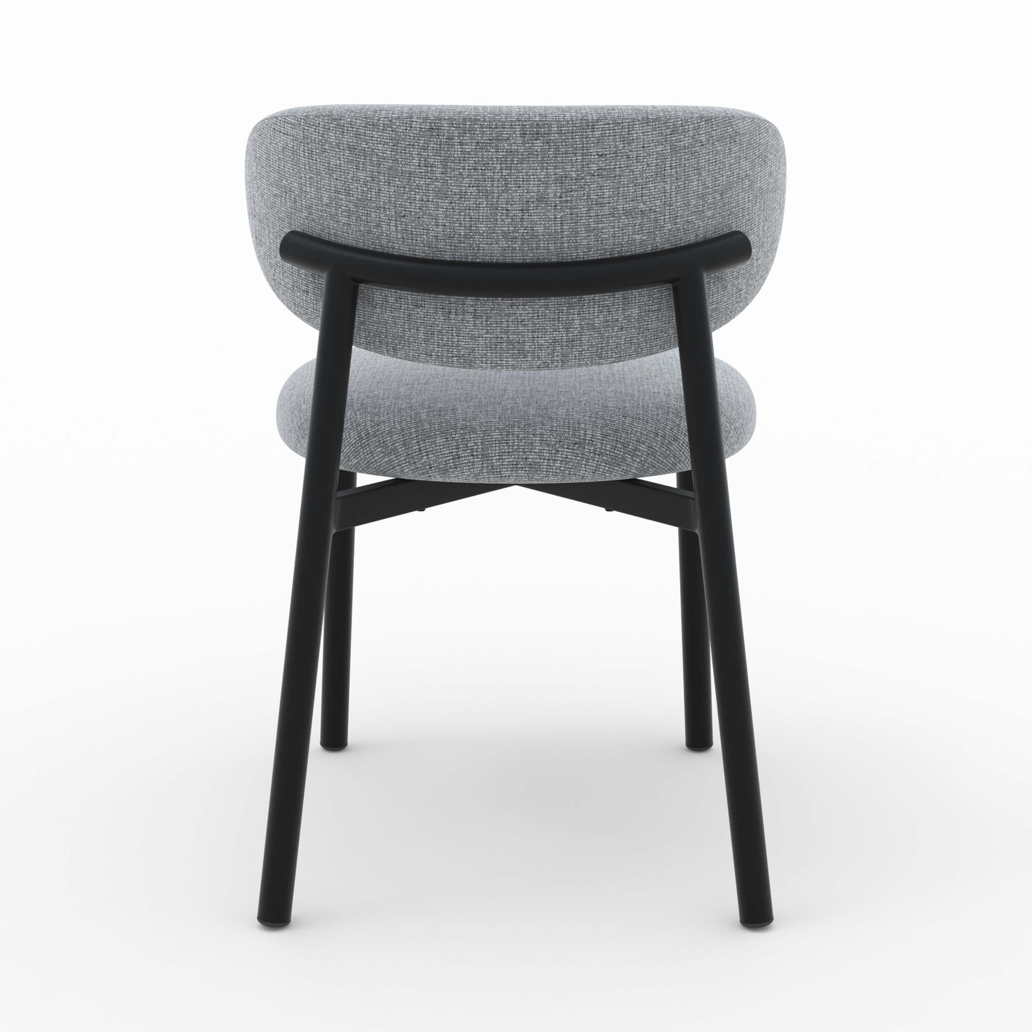 Lot de 2 chaises en tissu gris foncé chiné et pieds en métal noir - Nao