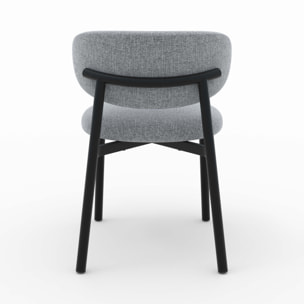 Lot de 2 chaises en tissu gris foncé chiné et pieds en métal noir - Nao