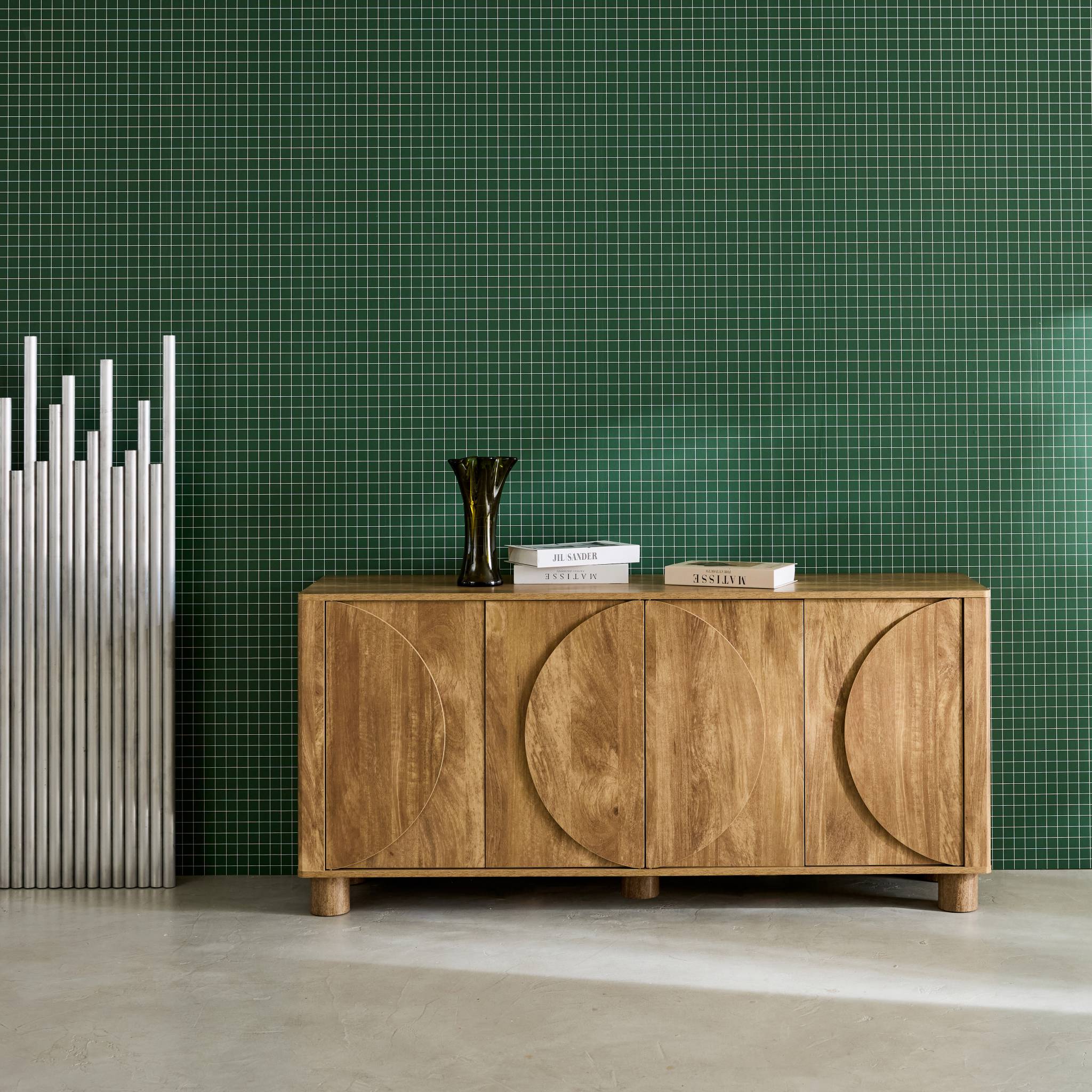 Buffet décor bois 4 portes 155cm PONDI