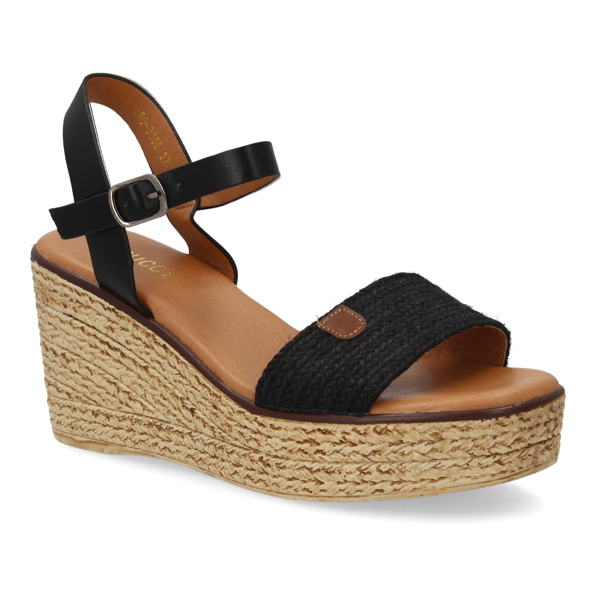 Sandalia cuña mujer elegante verano, tira de yute.