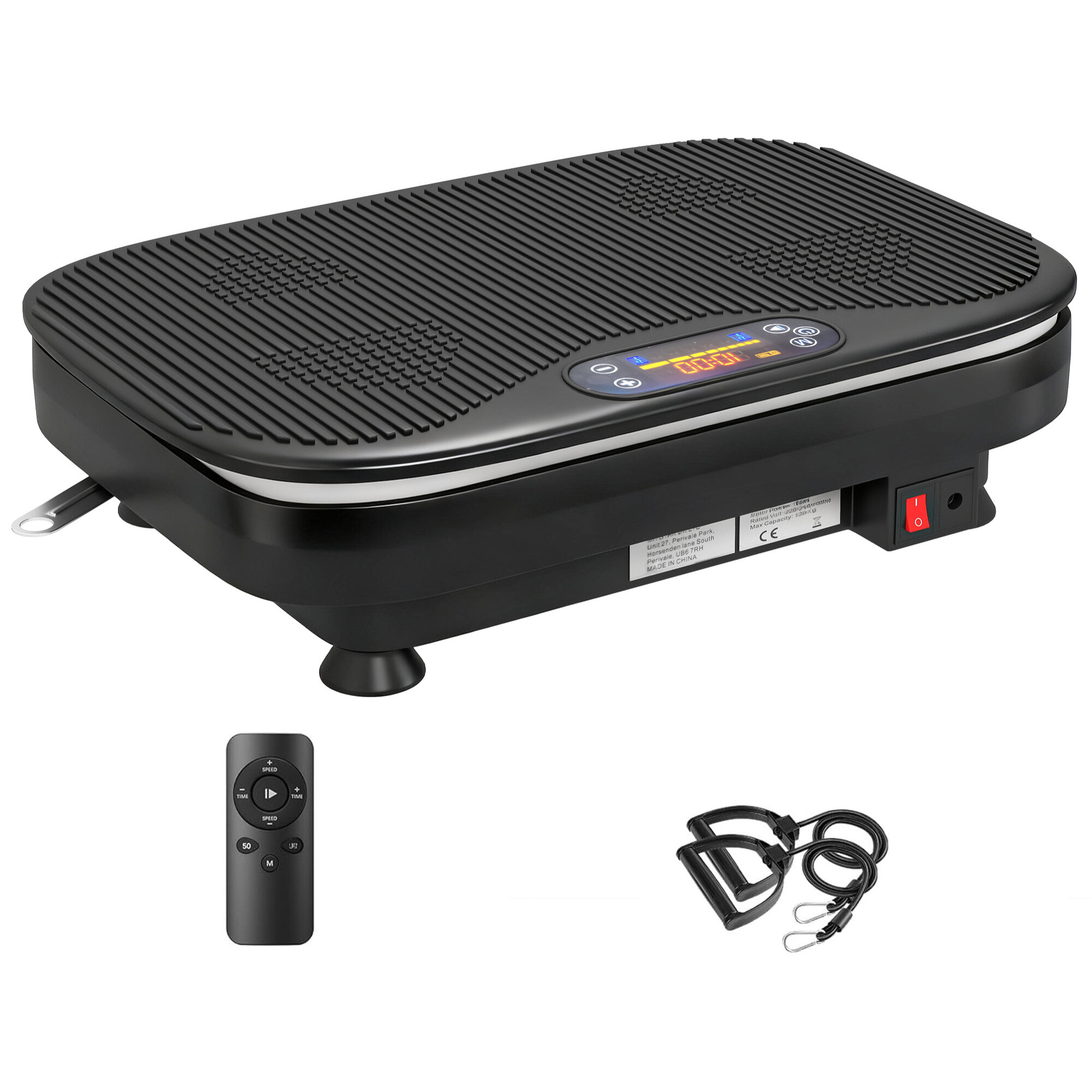 Plateforme vibrante LED Bluetooth 3 prog. 99 vitesses bandes de résistance télécommande