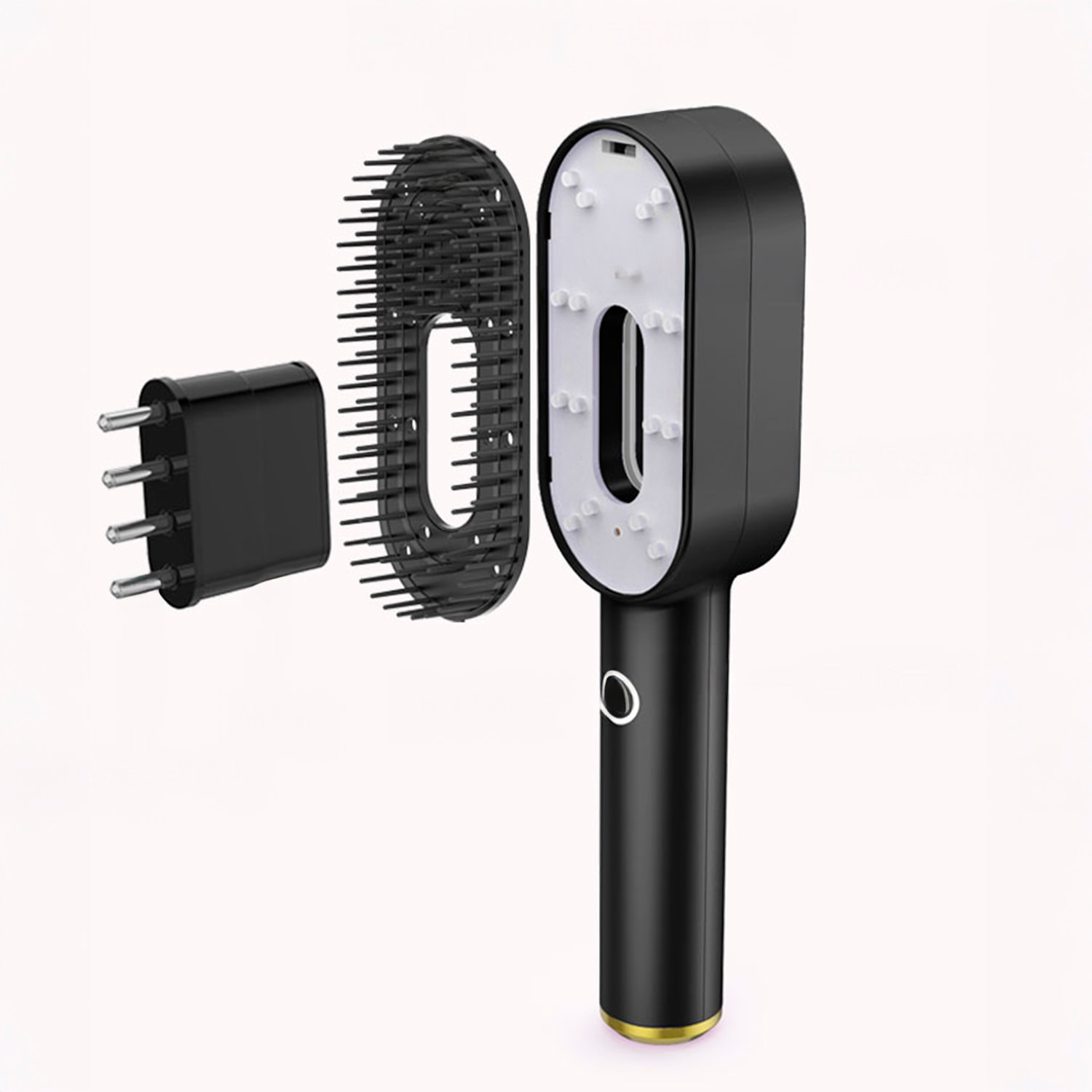 Pettine multifunzionale per capelli, con vibrazione e trattamento di luce.