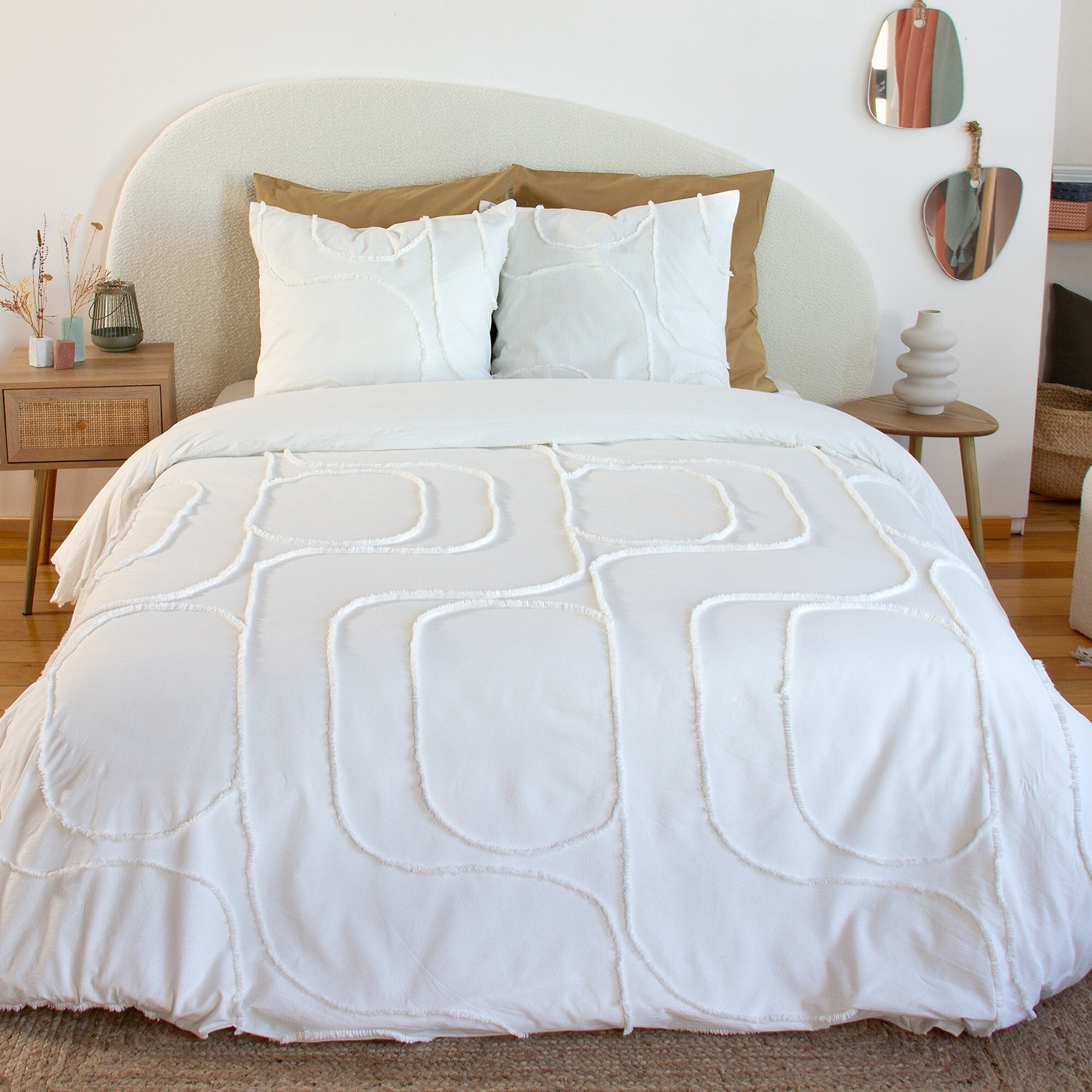 Parure housse de couette coton blanc