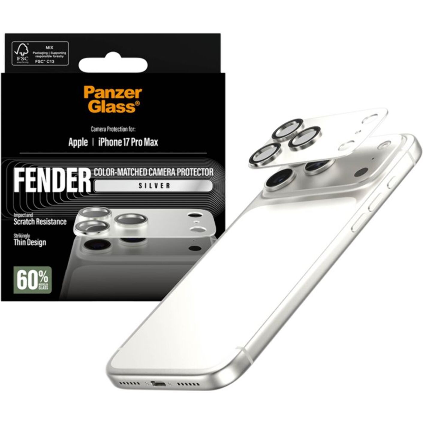 Protège objectif PANZERGLASS iPhone 17 Pro Max protège obj silver