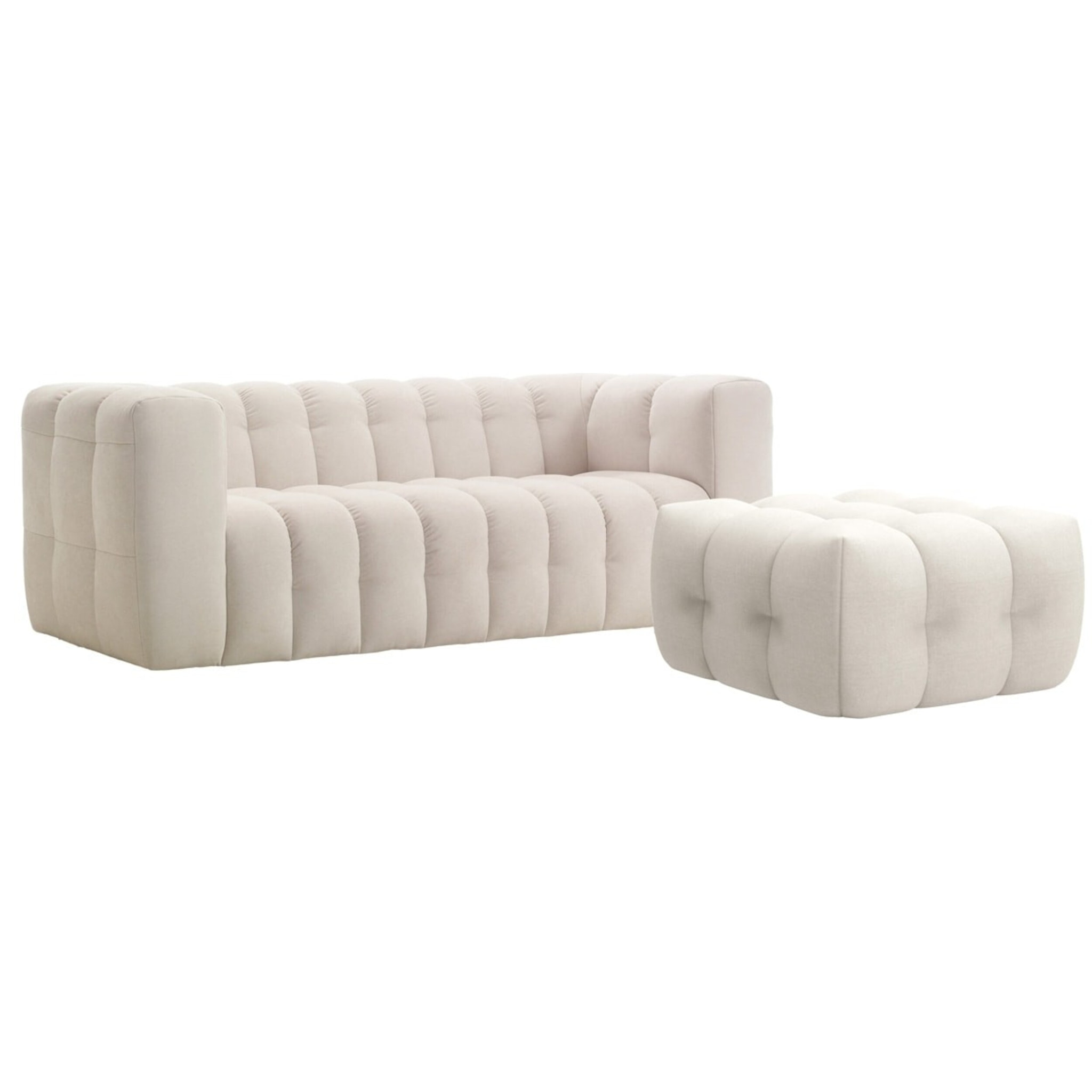 Canapé capitonné 3 places en tissu chenille - CESTER
