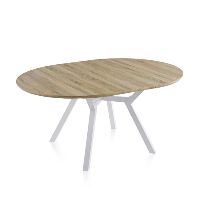 Mesa redonda extensible Aeris Roble - Blanco