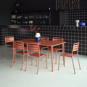Table de jardin métal + 6 assises terracotta Amélia