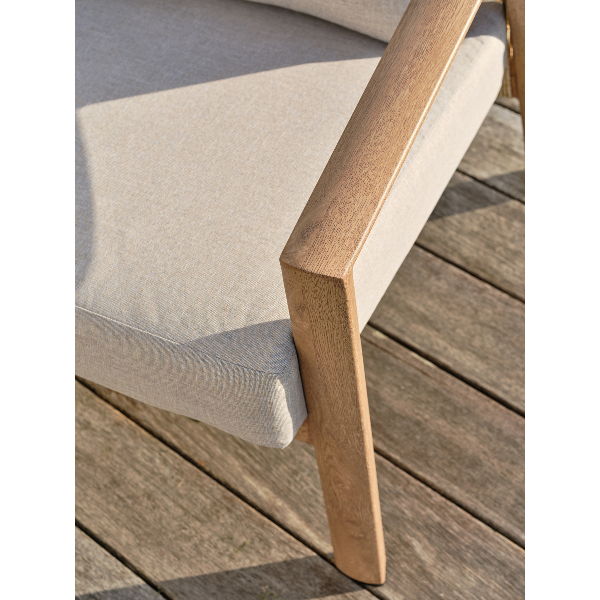 GOYA - Salon bas de jardin 5 pl en aluminium imitation bois, coussins