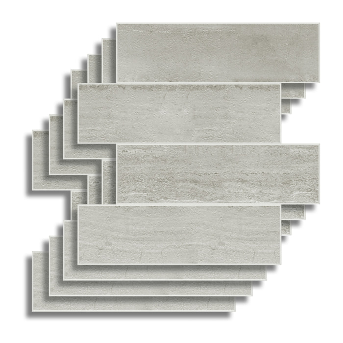 Lot de 4 crédences adhésives murales 3D  - Effet pierre - Gris