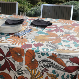 Nappe rectangulaire en coton enduit - Orange Sanguine