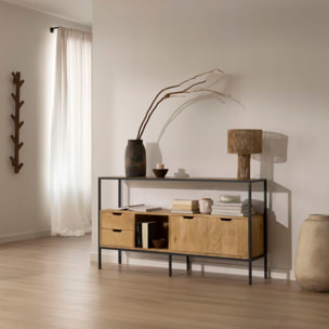 Buffet Boston -bois massif de manguier-couleur bahamas naturelles 155 x 85 x 35 cm